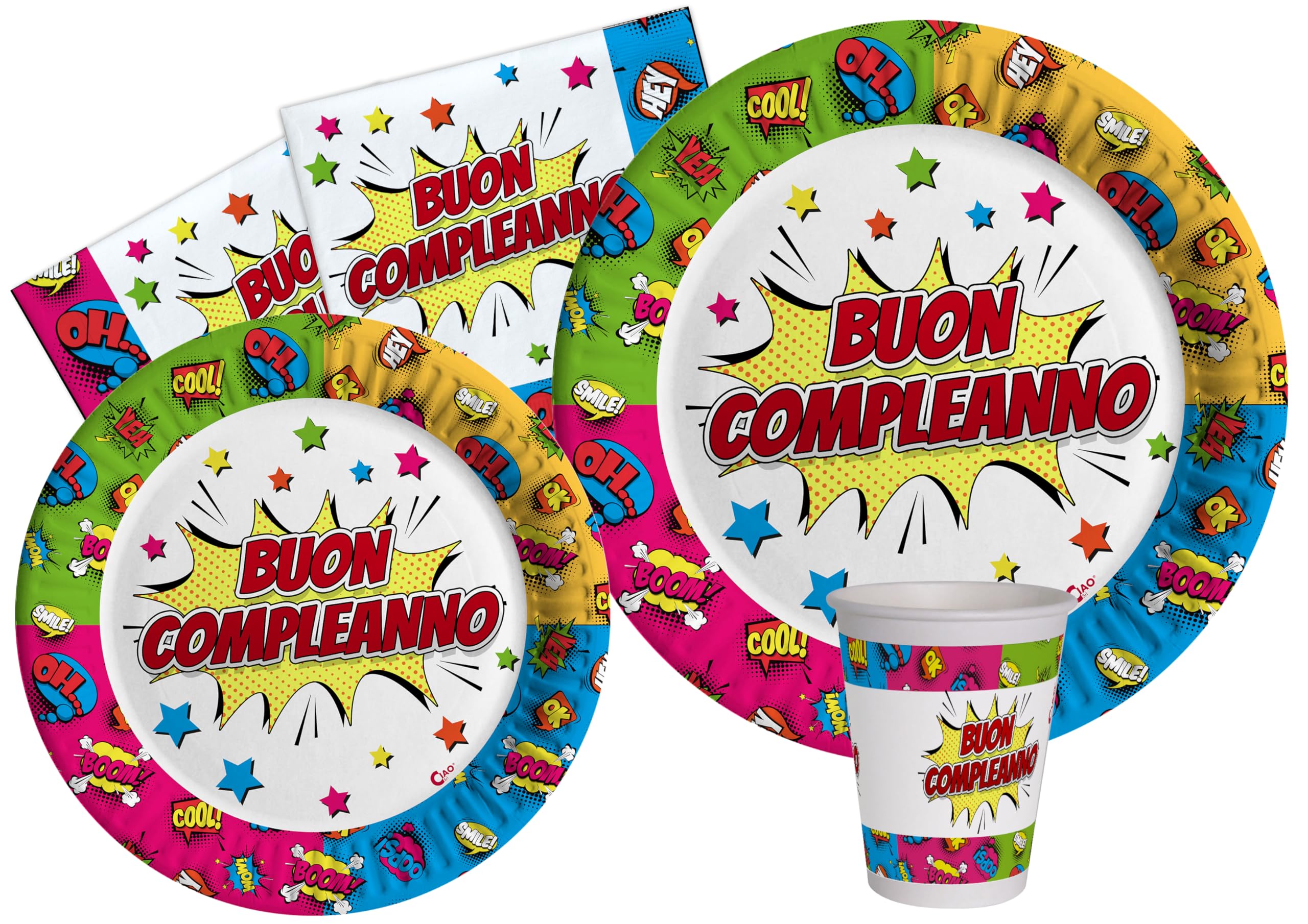 Kit Party Tavola Batman per 24 persone (112 pezzi: 24 piatti 23cm, 24