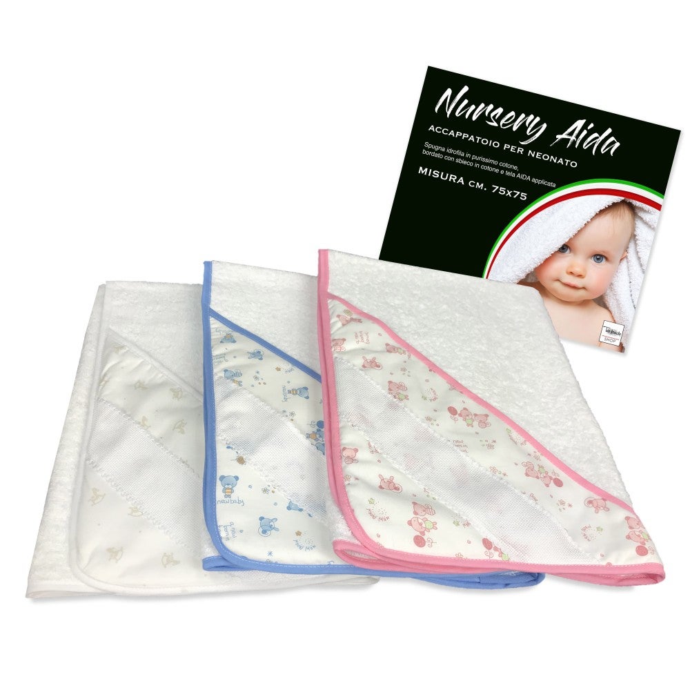 ACCAPPATOIO NEONATO NURSERY AIDA BAMBINO IN SPUGNA DI PURO COTONE Azzurro - 3