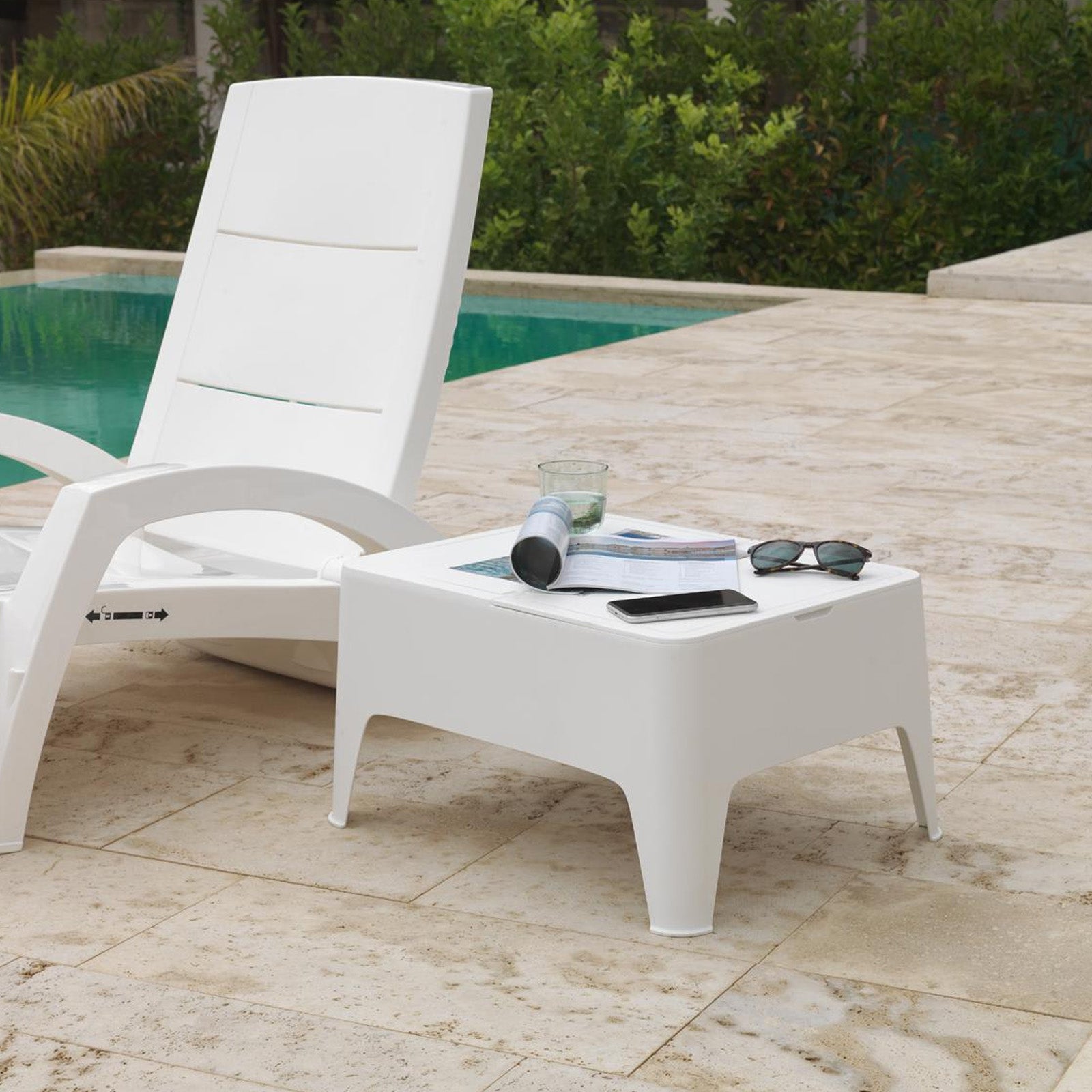 Table d'appui avec espace de rangement Alaska Blanche - 5