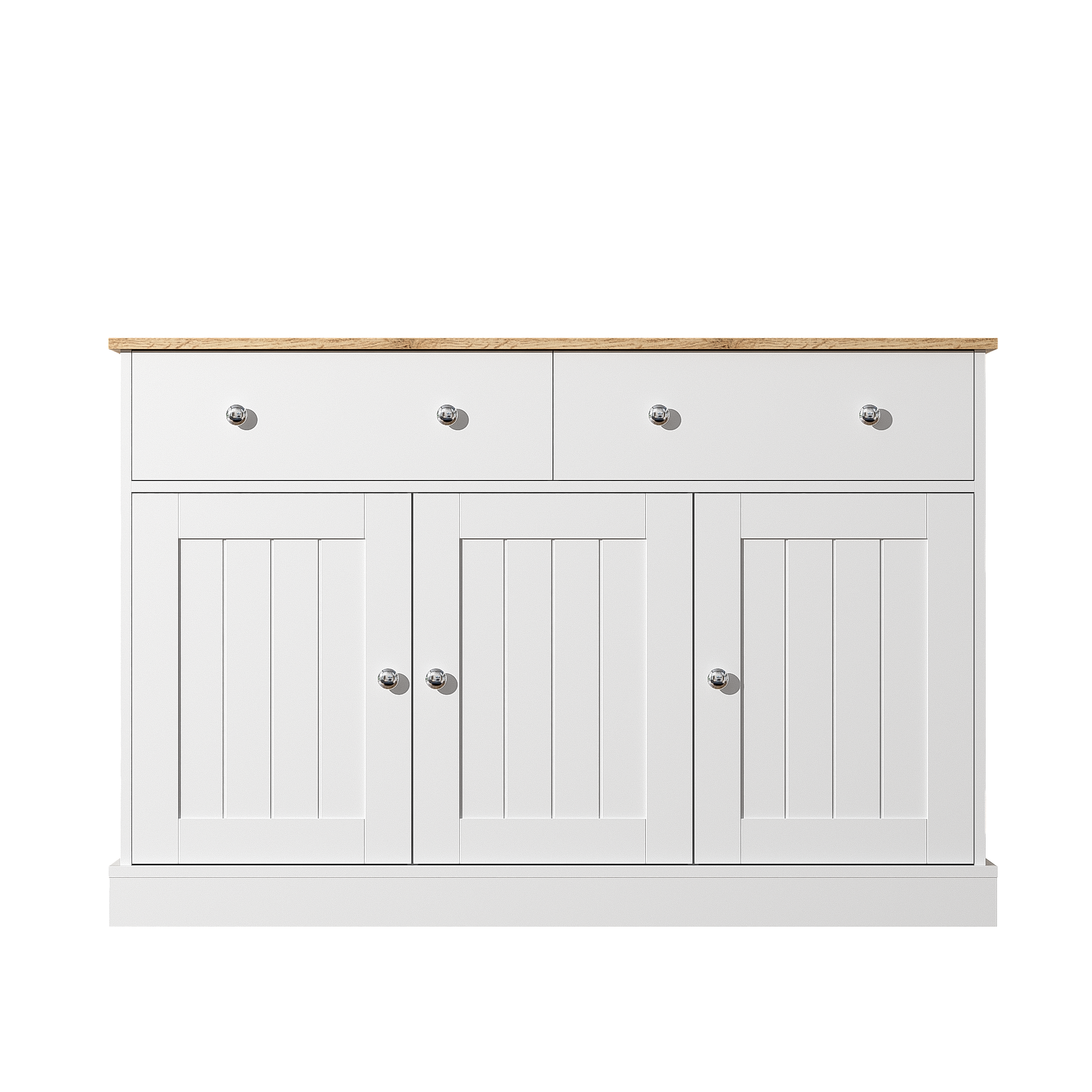 Buffet bas en panneau de particules - 3 portes & 2 tiroirs - Blanc - 3