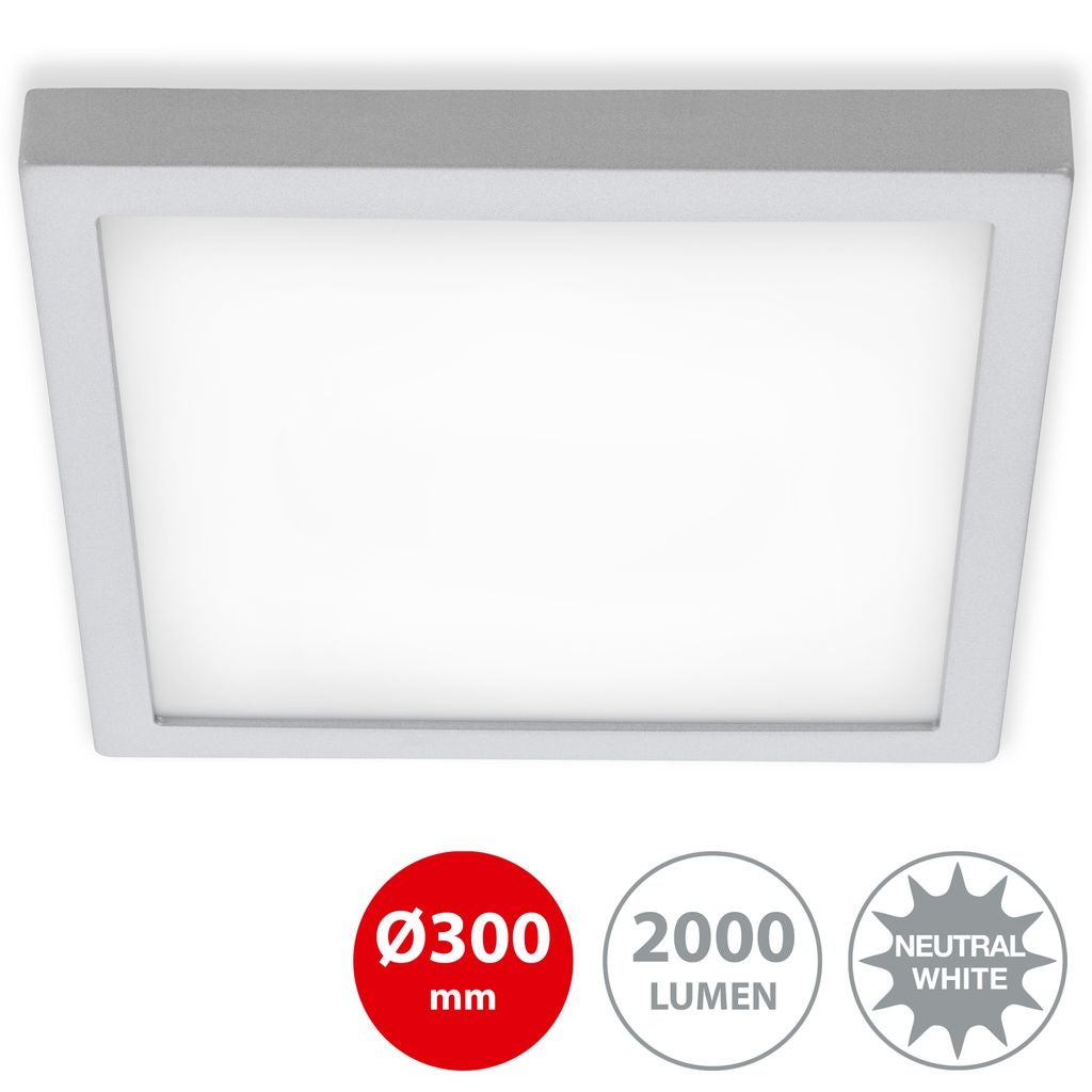 Lampe LED en saillie BRILONER LEUCHTEN FIRE, 21 W, 2000 lm, IP20, chrome mat, métal-plastique, 30 x 30 x 3,2 cm - 3