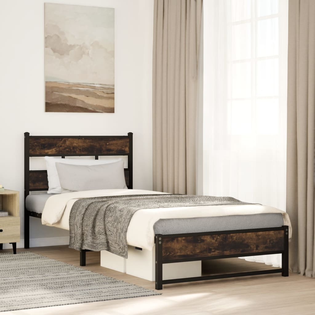 Łóżko Metalowe Czarne Rama łóżka Ze Stelażem Łóżko Do Sypialni Pokoju 80x200 cm
