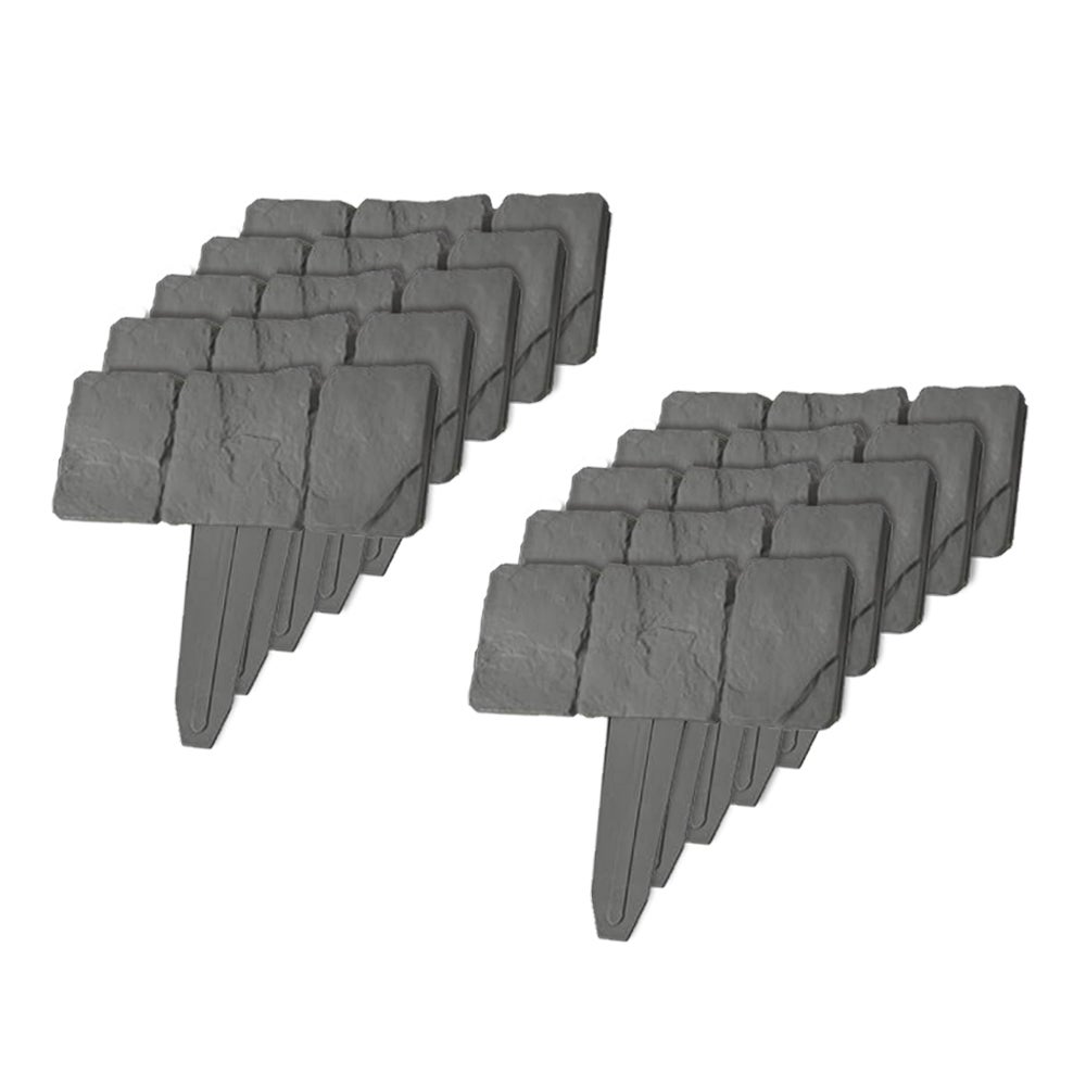 Bordures de Jardin Imitation Pierre - 25 x 10 x 1 cm - Séparation Massifs, Potagers et Espaces Extérieurs Lot de 10 - 5