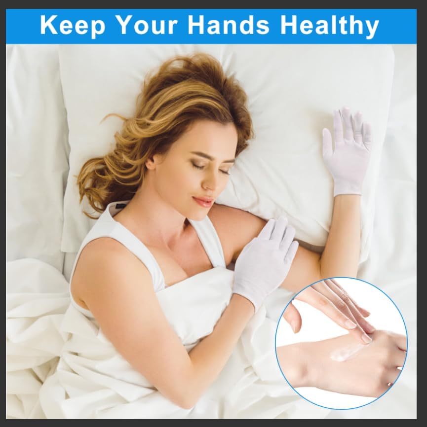 Lot de 12 Paires de Gants Hydratants en Coton Blanc pour la Nuit et le Coucher,Qualité Supérieure,Anti-eczéma,Pour Peau Sensible et irritée - 4
