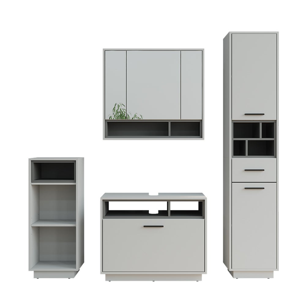 Vicco Zestaw mebli łazienkowych Beatrice, Szary/antracyt, Zestaw 4