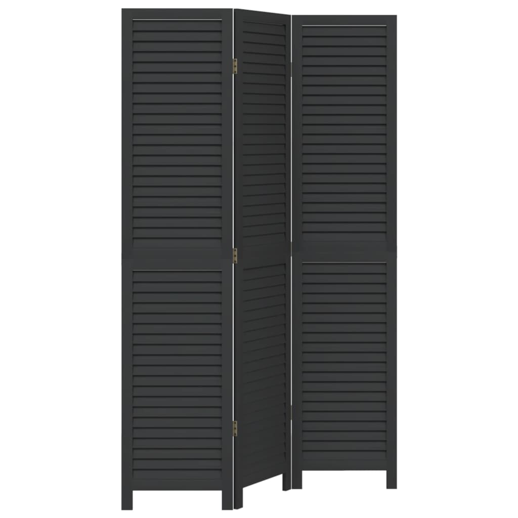 Biombo separador de 3 paneles | biombo divisor | paravientos madera maciza paulownia negro cfw50653