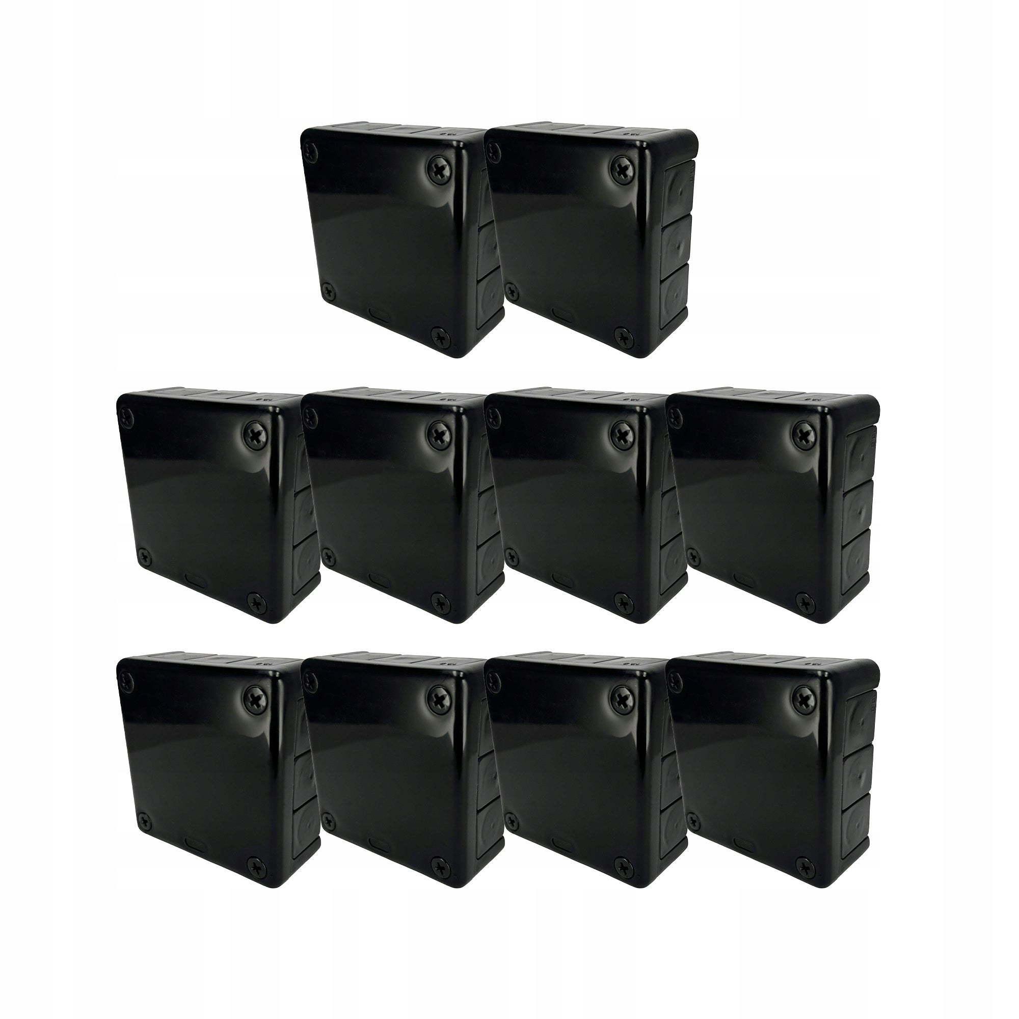 Puszka natynkowa hermetyczna 98x98x42mm 12-wlotowa, z dławikami gumowymi, IP55 zamknięcie "na wkręty", czarna EDO 10 szt.