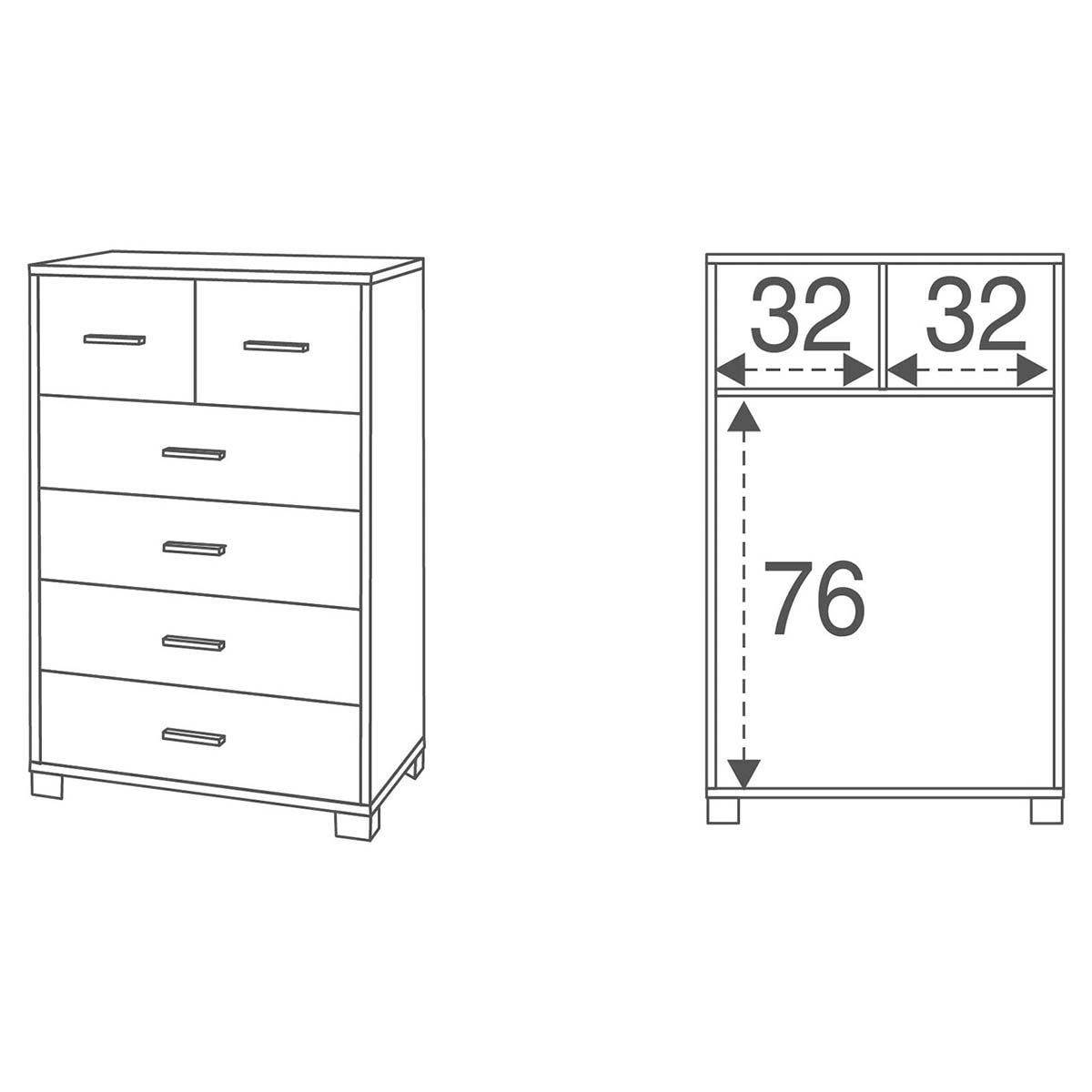 Sarmog Meuble 4 + 2 tiroirs Collection Quadrante Orme Clair - 3