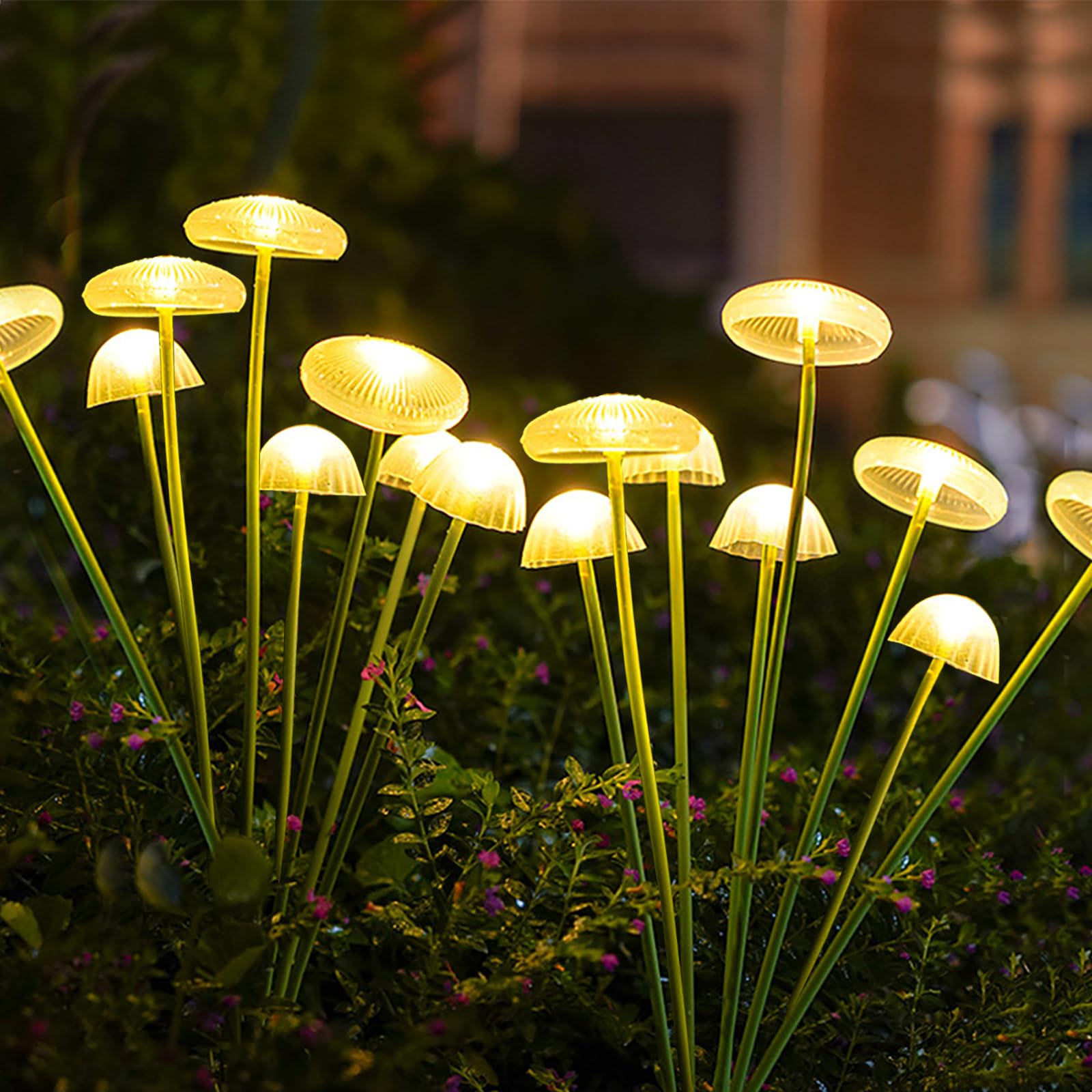 2 szt. Zewnętrznych Lamp Solarnych 8 LED Meduza, Jasne Światło do Ogrodu, Barwa Ciepła Biała