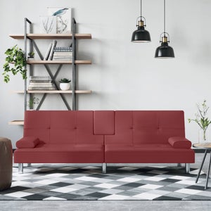 Fauteuil Inclinable Relaxation Similicuir Bordeaux - Avec Porte-gobelets Et Poches - Inclinaison Manuelle 135°