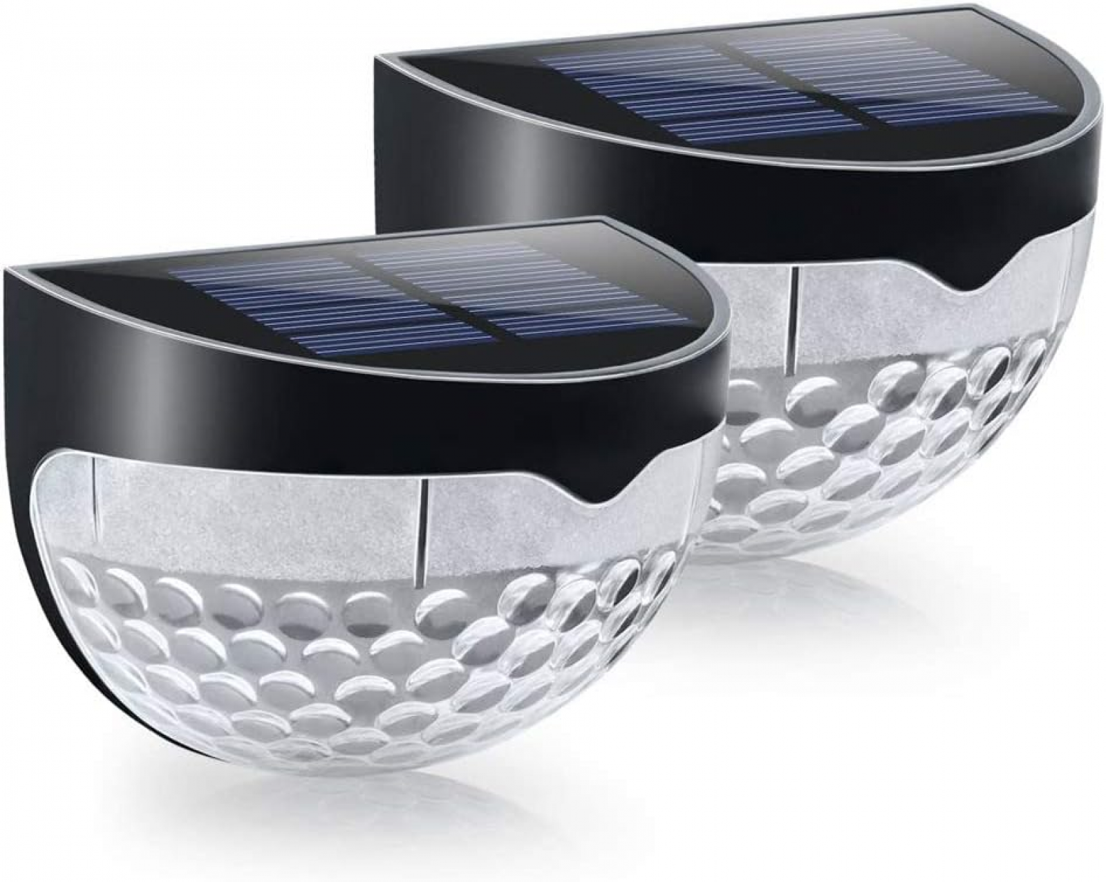 Oświetlenie ogrodzeniowe solarne, oświetlenie tarasowe, wodoodporne oświetlenie zewnętrzne, białe światło (2 sztuki, czarne)