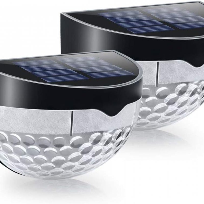 Oświetlenie ogrodzeniowe solarne, oświetlenie tarasowe, wodoodporne oświetlenie zewnętrzne, białe światło (2 sztuki, czarne)