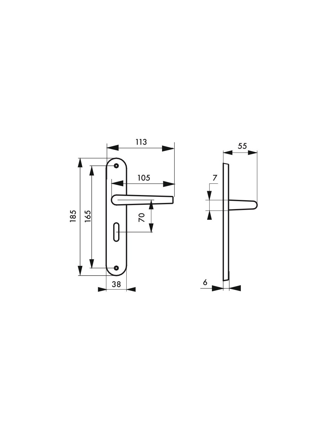 THIRARD - Ensemble de poignées pour porte intérieure Leto à condamnation, carré 7mm, entr'axes 165mm, argent - THIRARD - 2