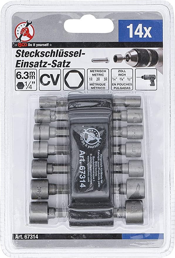 LOT DE DOUILLES METRIQUES ET POUCES POUR VISSEUSE 1/4 - 14 PIECES - 3