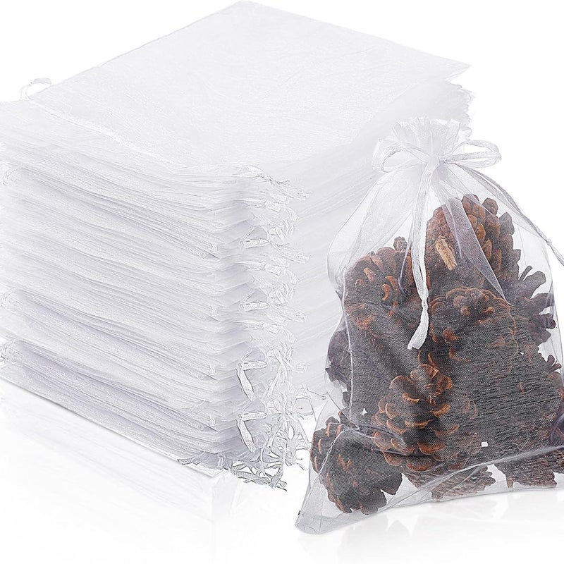 Siatka ochronna na drzewa owocowe, 100 sztuk (15 x 20 cm), biała, do ochrony owoców, wielokrotnego użytku woreczki organzowe