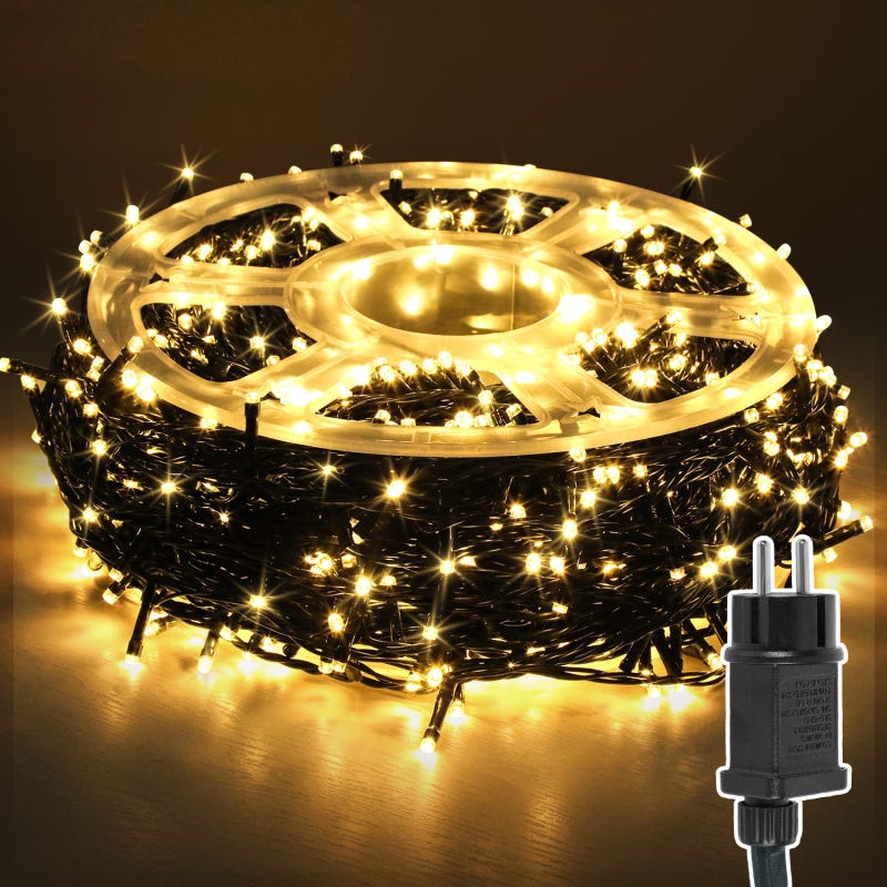 Guirlande Lumineuse LED 200 LED Blanc Chaud - 8 Modes Timer Dimmable Intérieur Extérieur