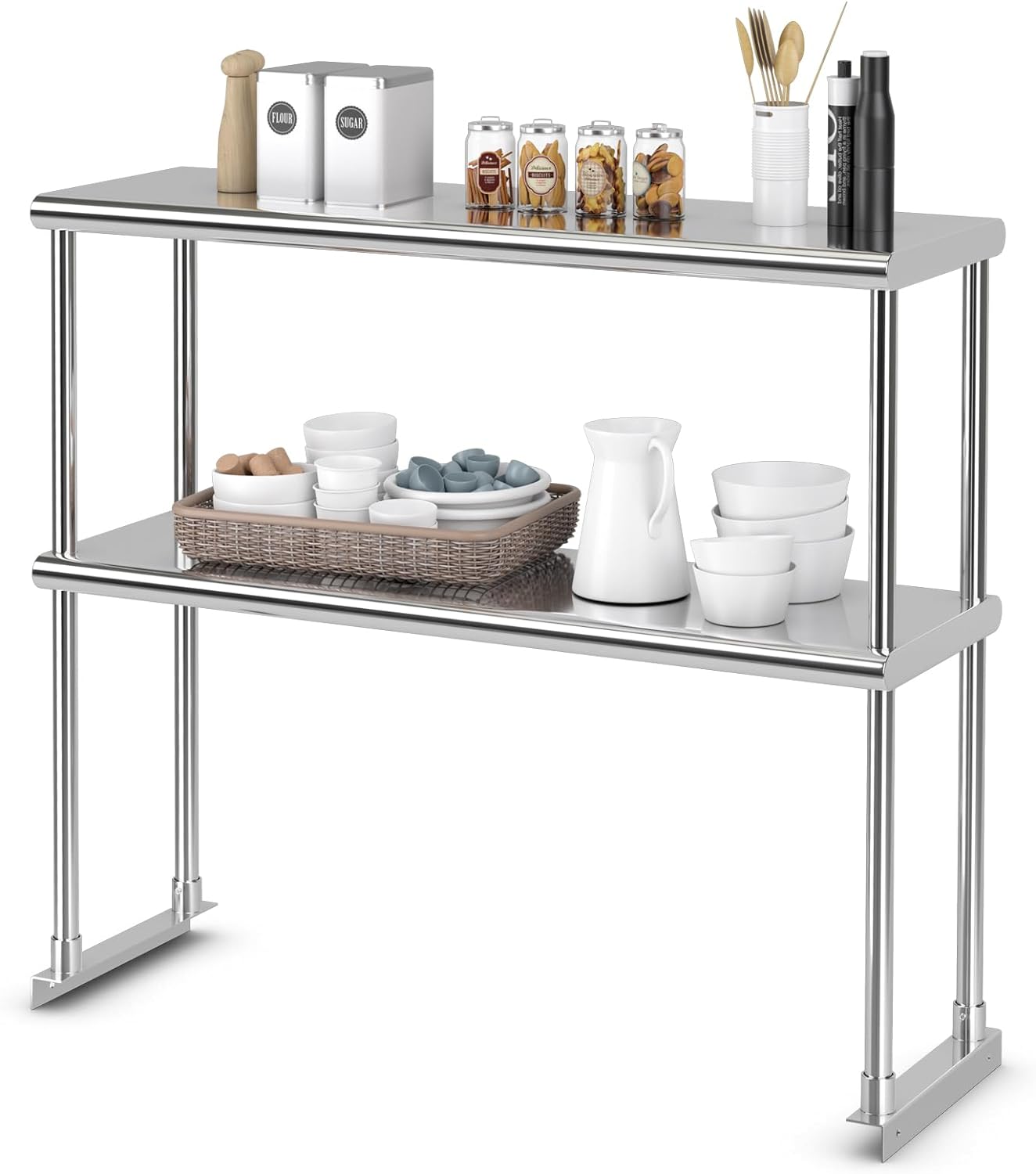 Étagère De Cuisine Acier Inoxydable - Extension Comptoir, Capacité 30 Kg, Hauteur Réglable, Facile à Nettoyer - 13