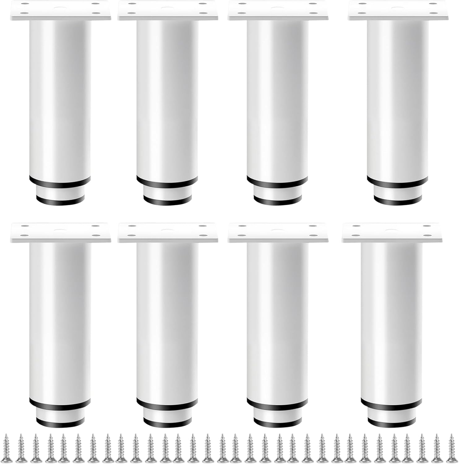 Set de 8 picioare albe din oțel inoxidabil, înălțime reglabilă 180-300 mm, pentru masă, pat, canapea, scaun și dulap 8buc
