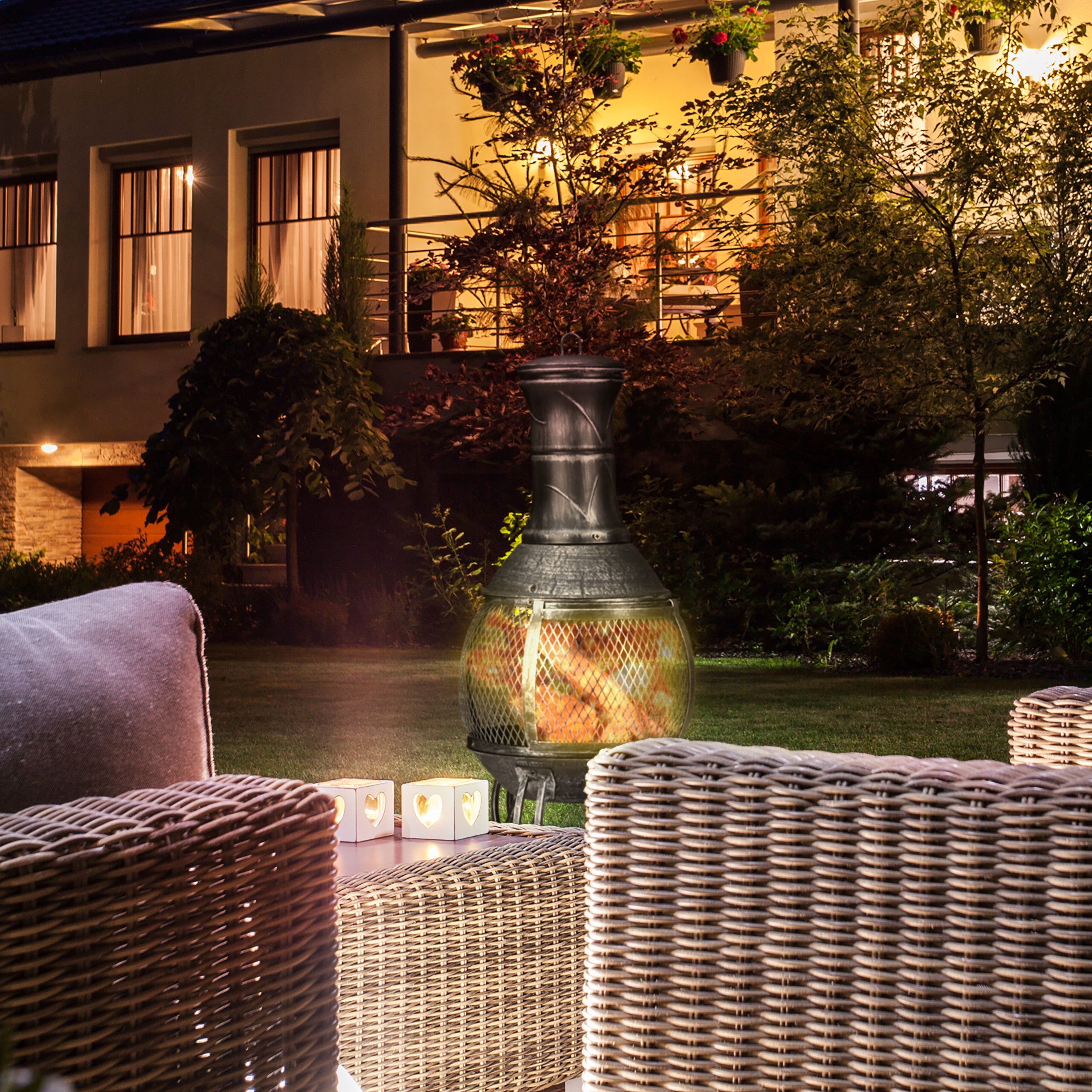 Relaxdays Forno Azteco Da Giardino | Con Griglia, Coperchio, Attizzatoio | 88x42x42cm | Argentato - Foto 5