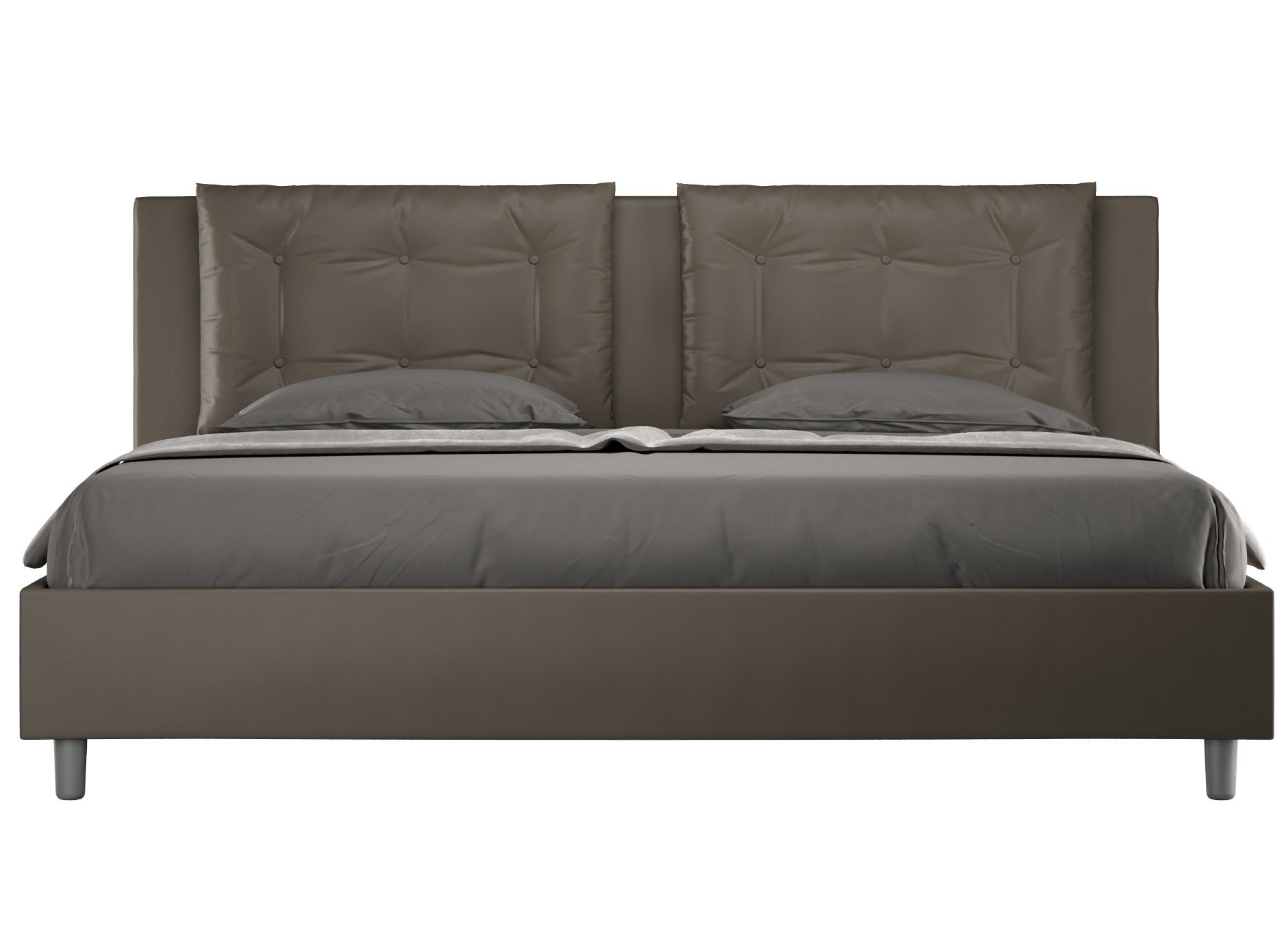 Lit adulte double - TKOPY - Lit rembourré 180x200 cm, avec sommier à lattes, Velours beige clair - Maison