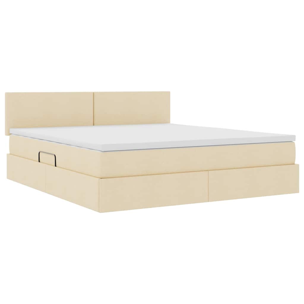 Lit avec rangement et matelas crème 160 x 200 cm velours - 5
