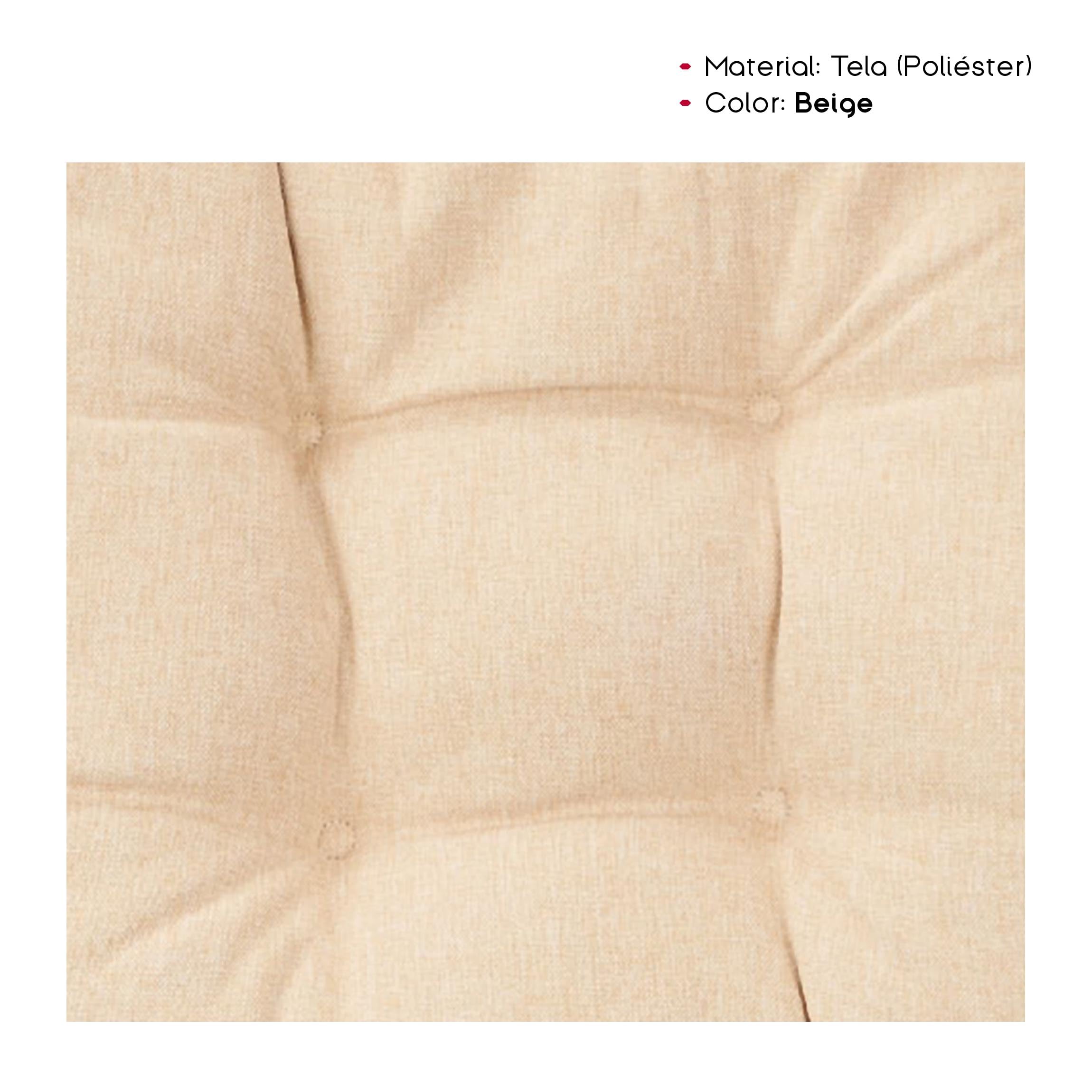 TIENDA EURASIA - Pack 4 Cojines Silla, 100% Poliéster, 40x40x7 cm, 2 Cordones, Beige - 4