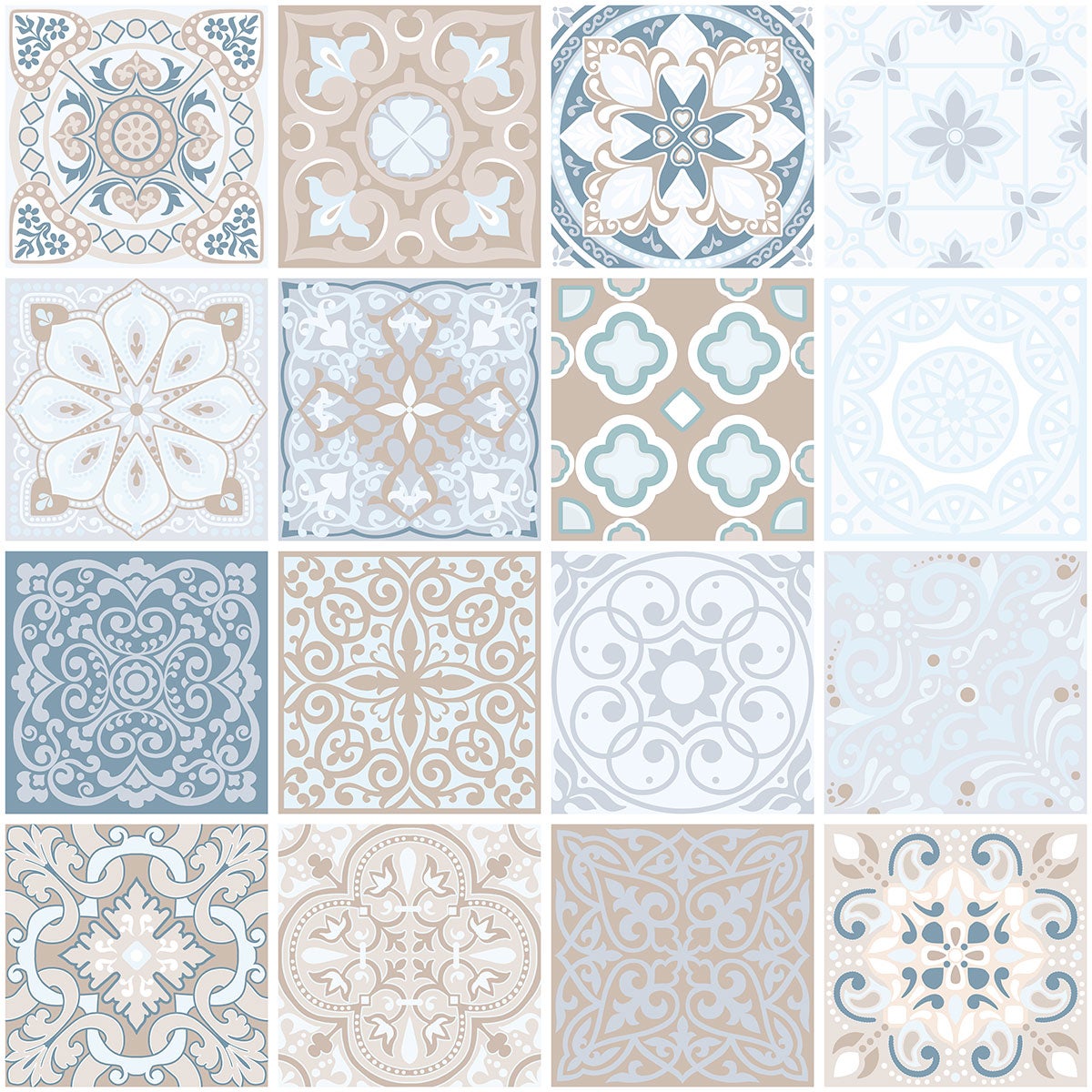 Crédence adhésive sticker pour salle de bain - Motif carreaux de ciment - Adhésif BRILLANT - 60x60 cm - 3