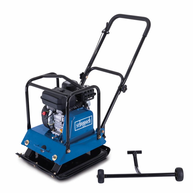 Scheppach Plaque vibrante thermique HP1800S – 6,5 CV – 23 kN – Profondeur 30 cm – Vitesse 25 m/min – Tapis + dispositif de déplacement inclus