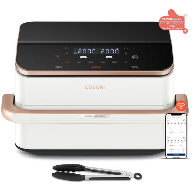 COSORI - Freidora de aire Dual Blaze Twinfry™ Chef Edition White con capacidad 10L