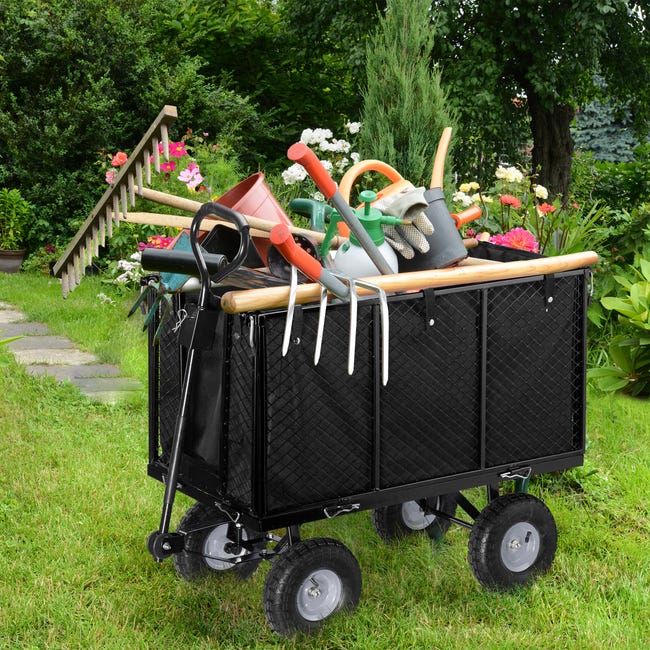 Chariot De Jardin Pliable VEVOR 220 L – Charge Max 330 Lb – Roues Tout-Terrain – Idéal Camping, Plage, Shopping