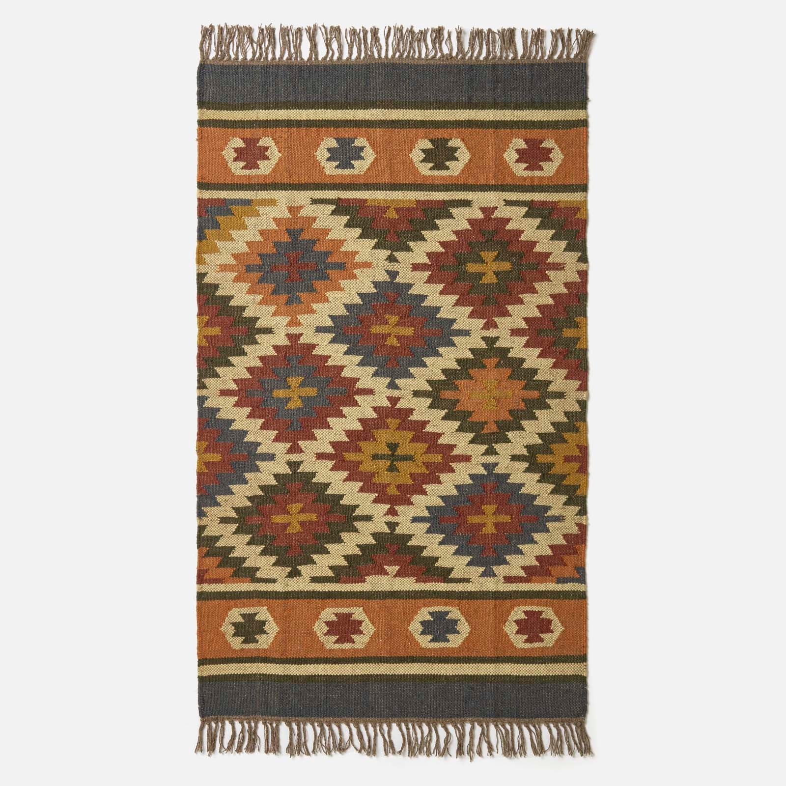 Tapis Kilim en Laine 160x230 cm Rich Black/Red – Fait Main sur Métier à