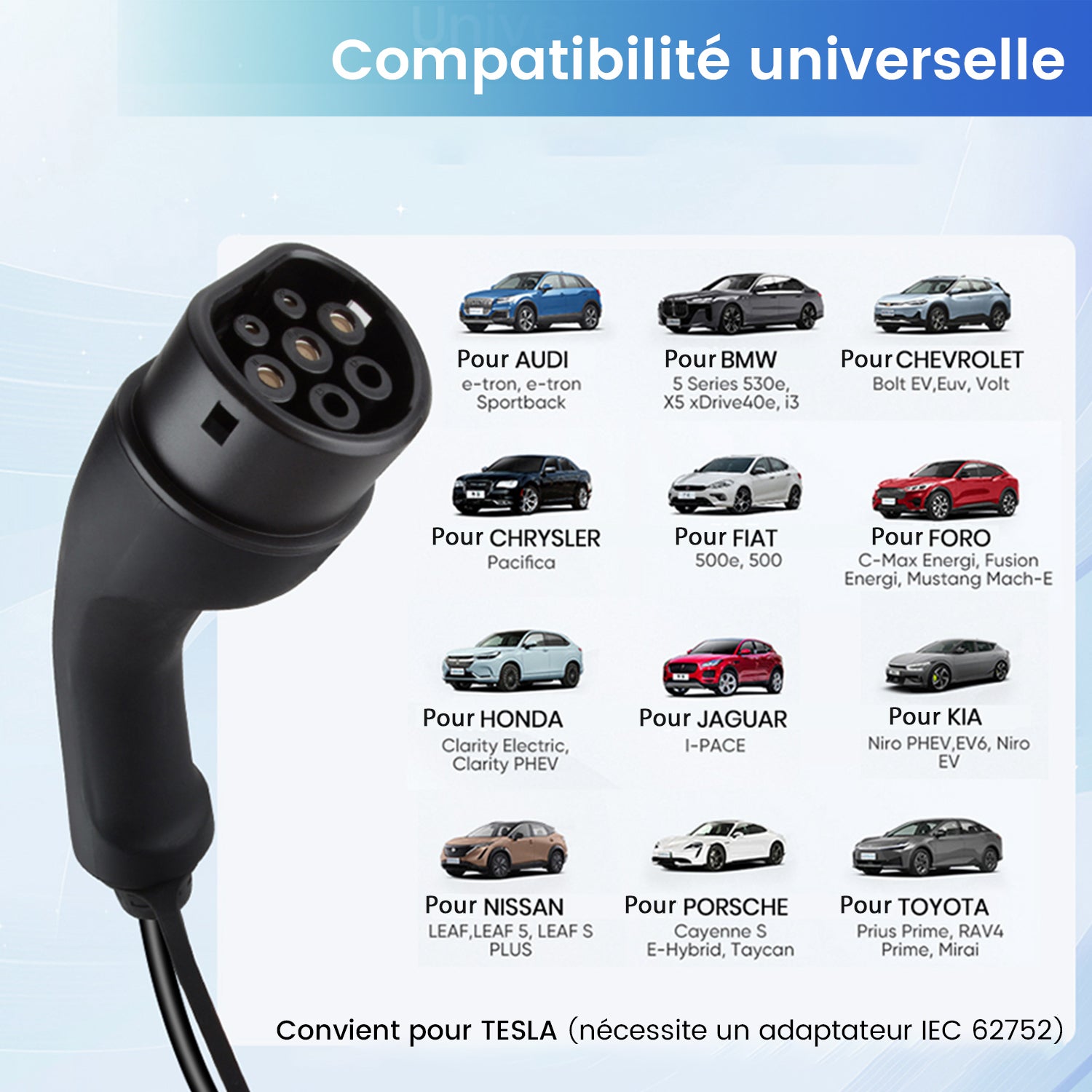 Carregador de parede móvel de 11 kW, carregador portátil EV de 5 m [trifásico 6-16 A], cabo de carregamento tipo 2 com aplicação inteligente, temporiz - 3
