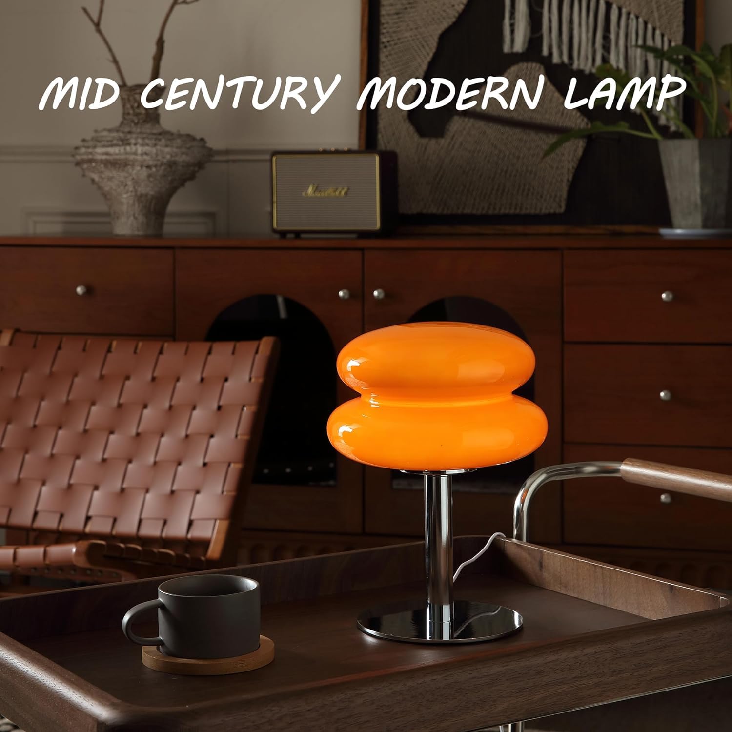 Lampe de Table LED Vintage en Verre Tarte à l'Œuf Retro Lampe de Salon/Chevet 3000K/4000K/6000K Orange - 2