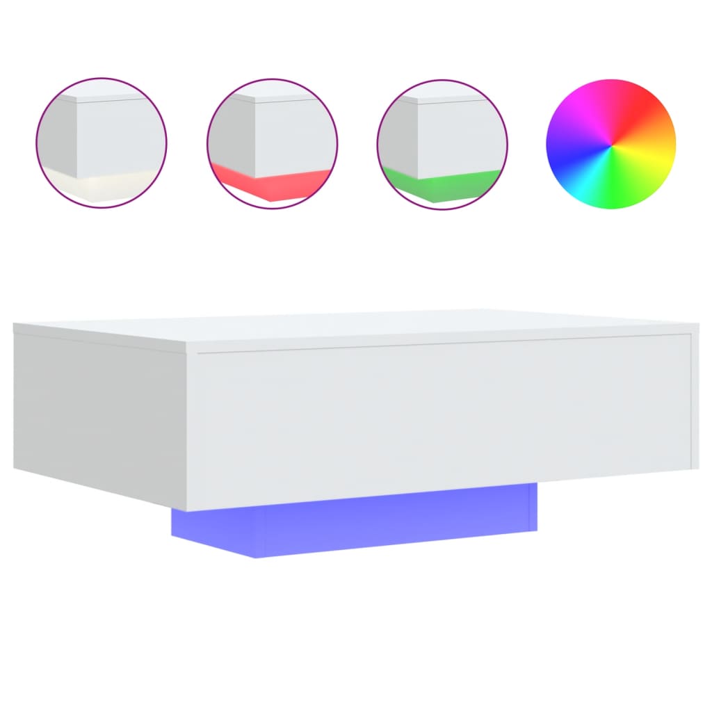 vidaXL Table basse avec lumières LED blanc 85x55x31 cm - 2