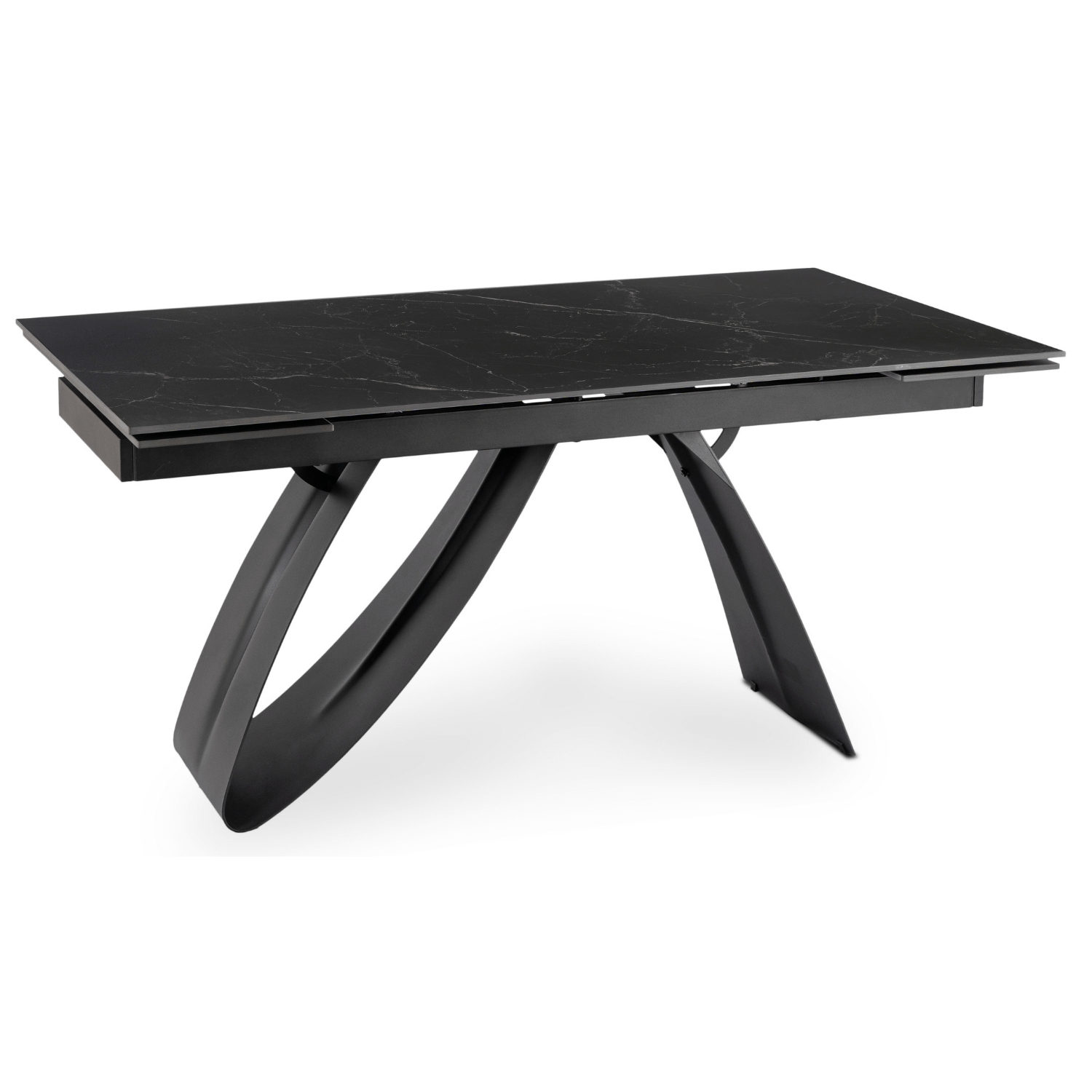 Stół Rozkładany DEVON 160-220 cm Ceramiczny Czarny Marmur/Czarny