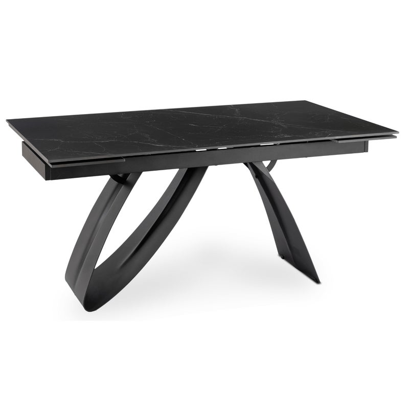 Stół Rozkładany DEVON 160-220 cm Ceramiczny Czarny Marmur/Czarny