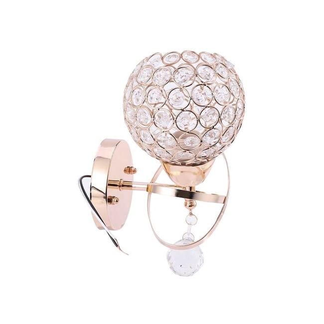 2 szt. Elegancki kinkiet kryształowy, nowoczesny styl, wewnętrzna lampa ścienna LED do baru, sypialni, złoty (bez żarówki w zestawie)