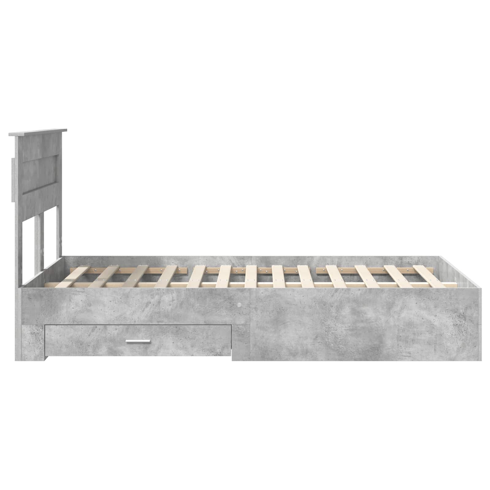 Cadre de lit gris béton 135 x 190 cm panneau de bois - 9