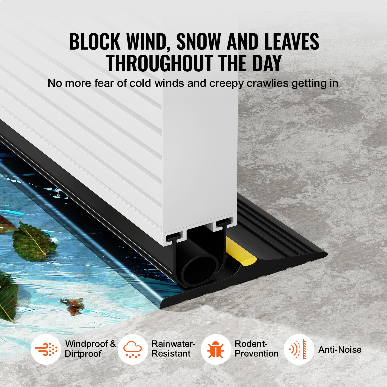 Junta Puerta de Garaje,VEVOR 6 m,Kit Universal de Sellado de Umbral,2 Piezas U+O,Tira de PVC Resistente al Clima,con Adhesivo,Negro - 4
