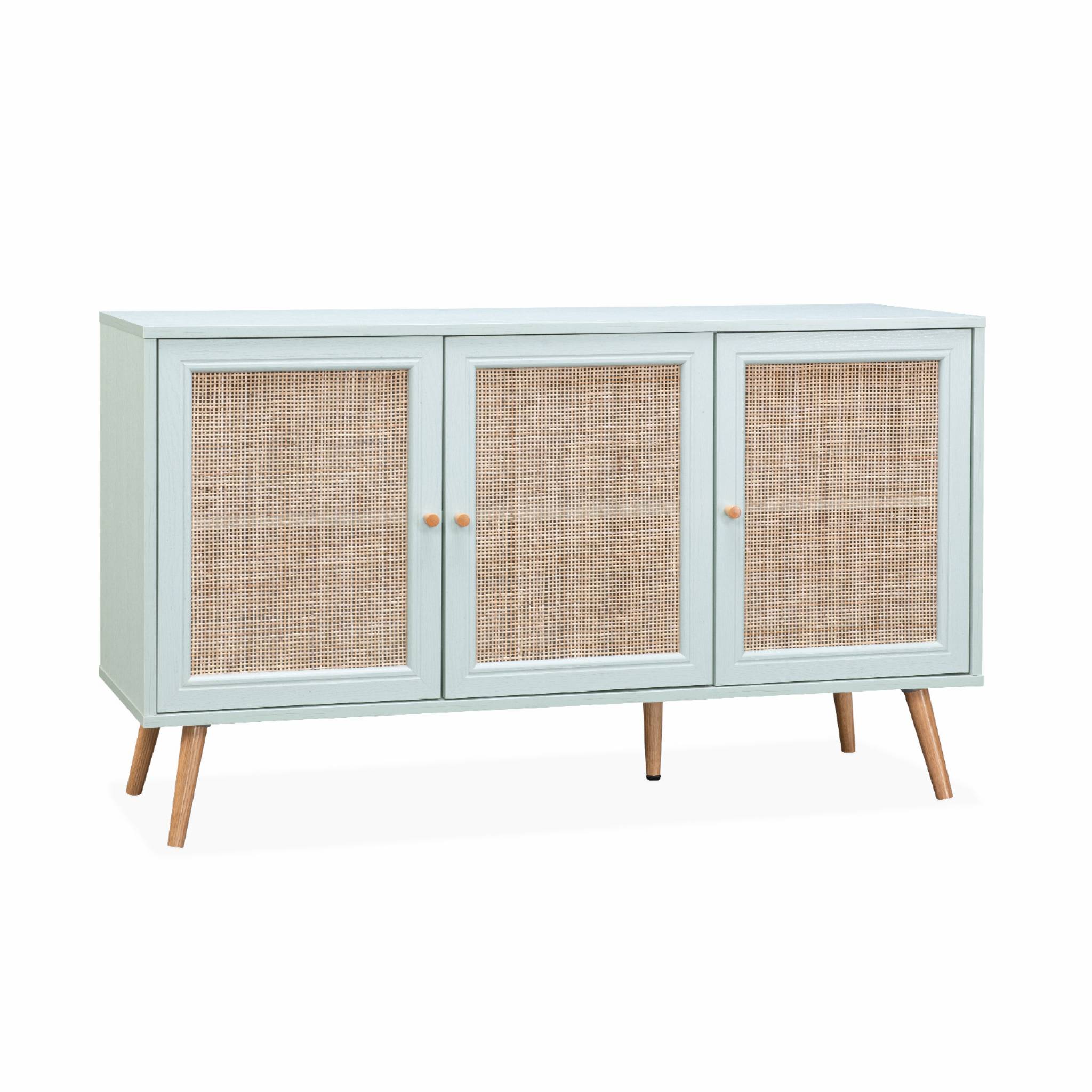 Buffet de rangement en cannage 120x39x70cm - Bohème - 2 niveaux. 3 ...