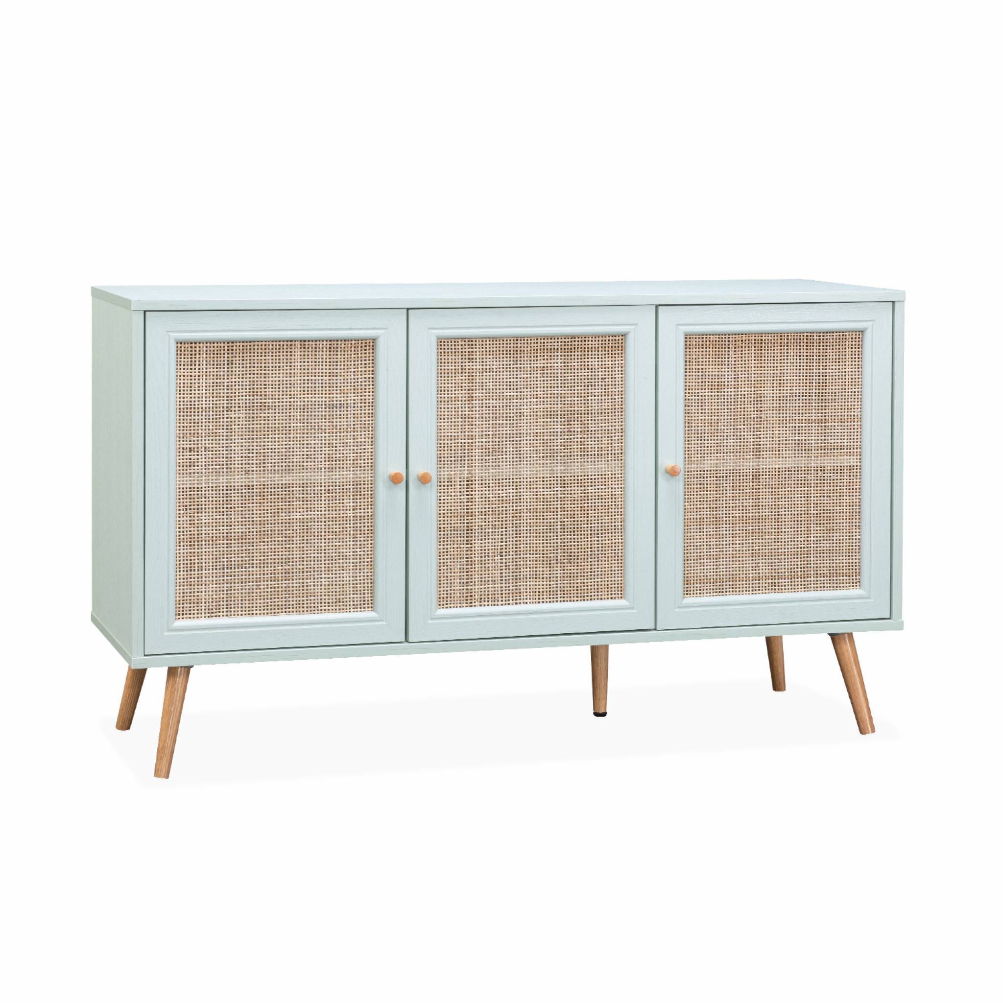 Buffet de rangement en cannage 120x39x70cm - Bohème - 2 niveaux. 3 ...