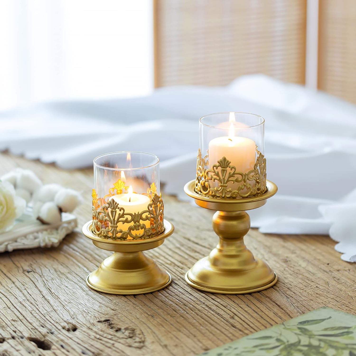 Lampadari vintage dorati: lampadari decorativi in metallo, perfetti per tavoli da pranzo, caminetti e feste. - 2