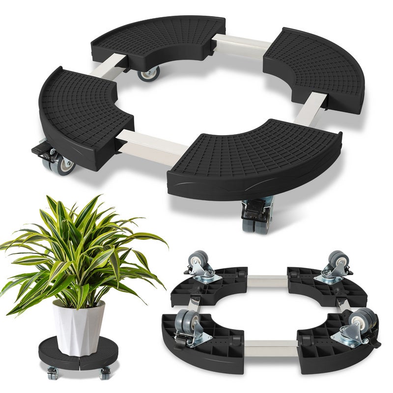 Pot Plante Tosnail - Lot De 3 Chariots à Plantes Avec Roulettes 🪴 Noir 26.6cm - Support Mobile Pour Pots Jusqu'à 40kg Porte Plante A Roulettes - 10