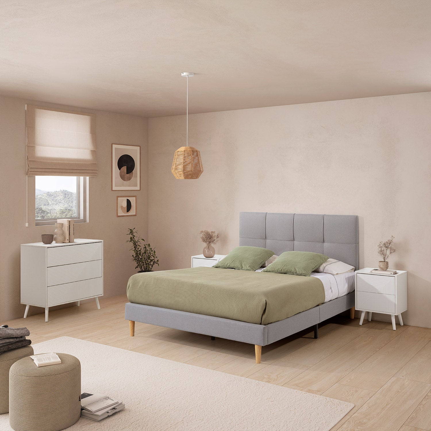 Tête De Lit Tissu L.160 Cm NUIT FAUBOURG VICTOIRE Gris Clair - Tête De Lit