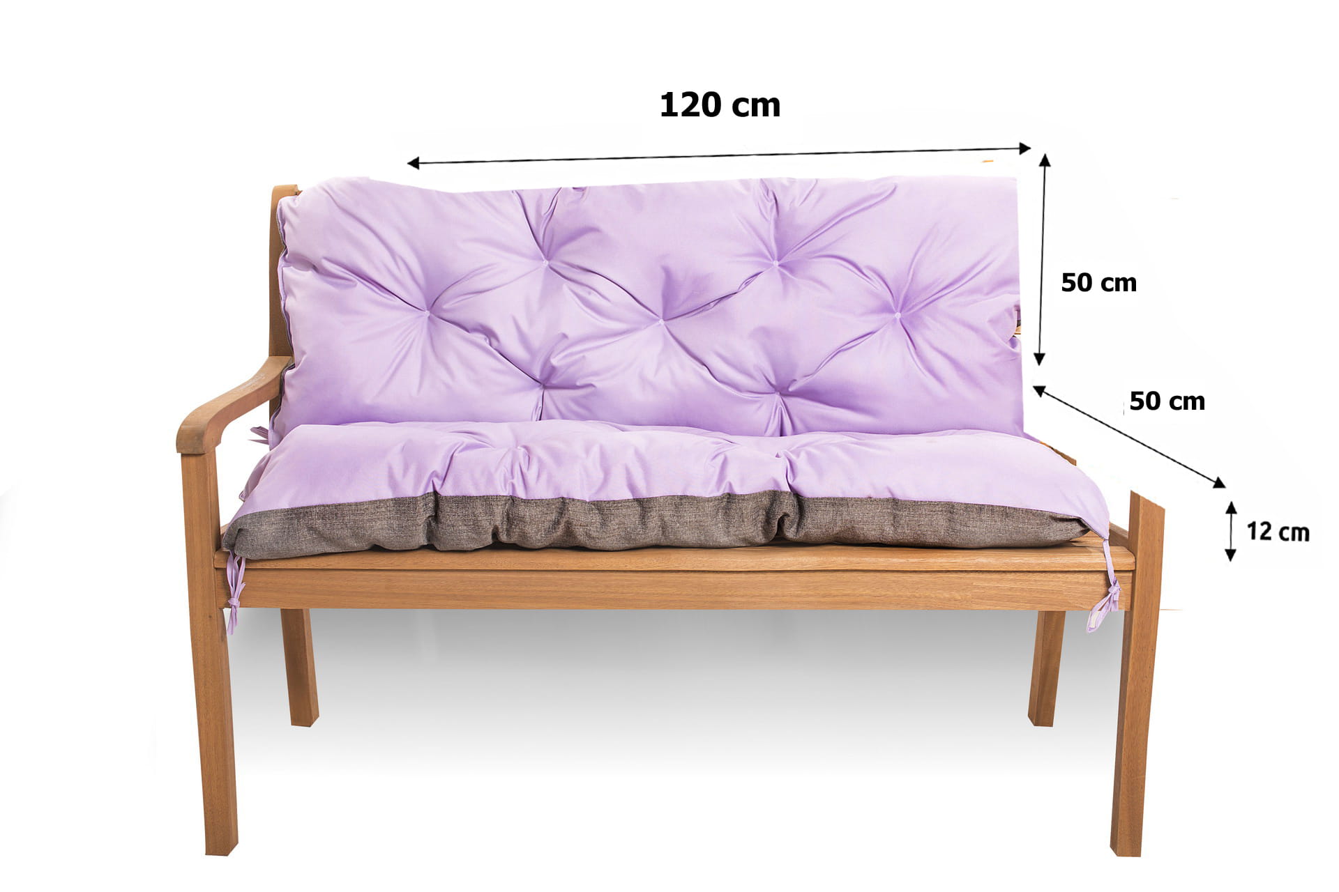 Coussin pour banc de jardin 120x50x50cm, coussin de jardin Violet, coussin de balançoire, coussin de banc de jardin, coussin de banc extérieur - 2