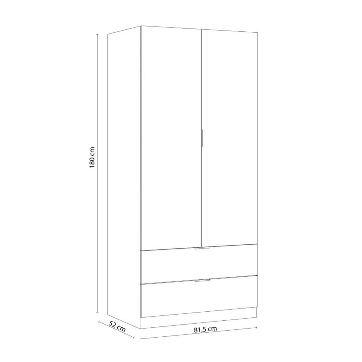 Roupeiro Low Cost 2 portas 2 gavetas Blanco Artik (Blanco Mate) - Roble Canadian 81,5(armario)/75(cajón) x 180(armario)/13(cajón) x 52(armario)/45(caj - 5