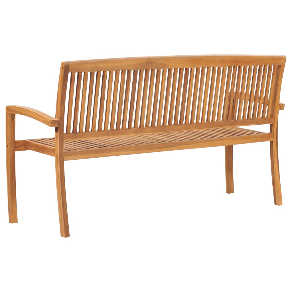 Banc de jardin empilable et coussin 159 cm Bois de teck massif 7 - 9