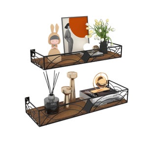 CVHOMEDECO Mensola Da Parete Rustica In Legno Massello Con 3 Ganci Doppi Per Appendere Chiavi, Cappotti E Asciugamani In Corridoio O Cucina - 3