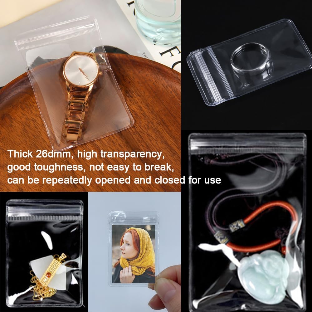 Lot de 100 8 x 12 cm Petits Sachets Plastiques Transparentes,Sachets Zip transparent,Pour bijoux, perles(Taille intérieure 75 x 10cm) - 2