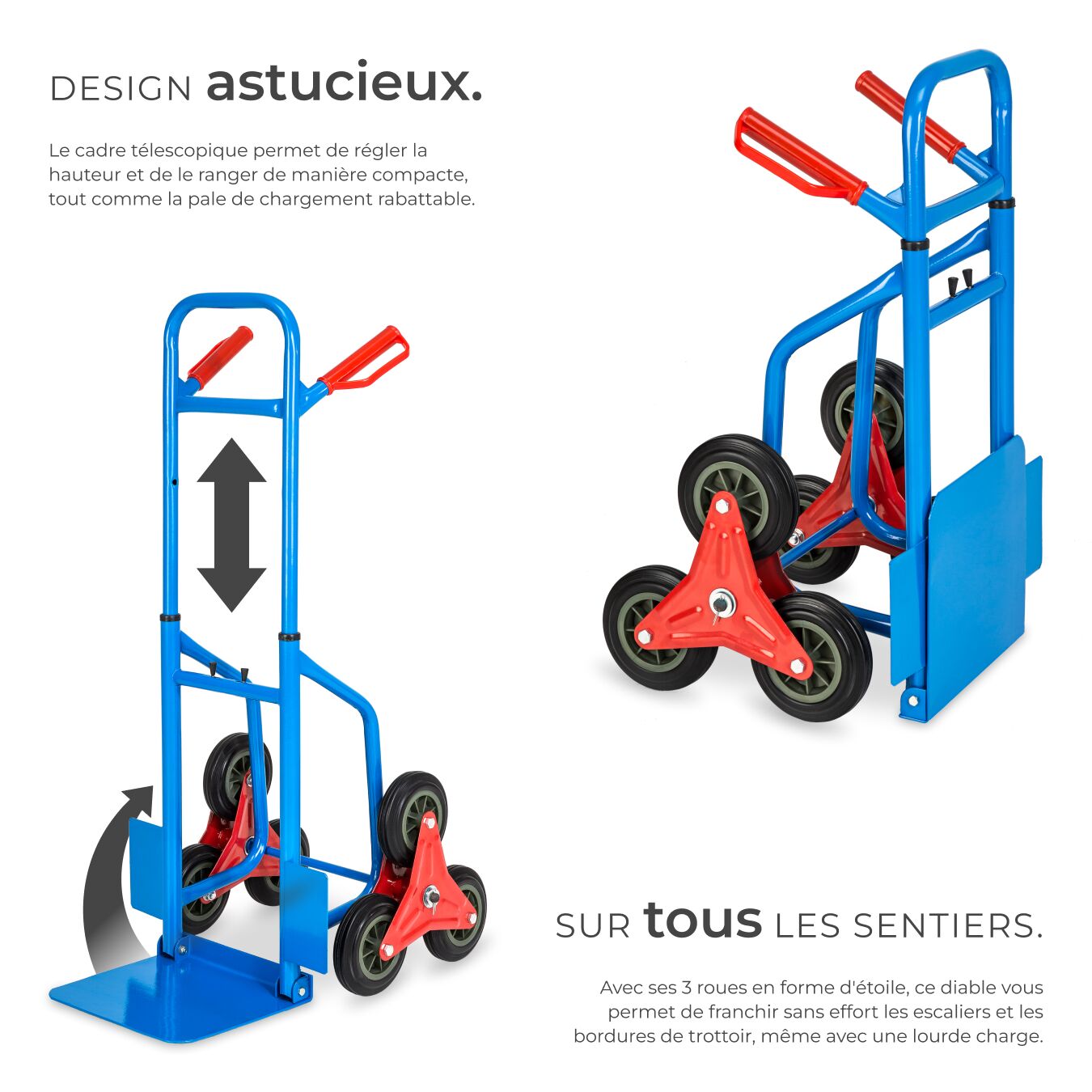 TECTAKE Carrinho de mão para escadas Com estrutura de aço - 3